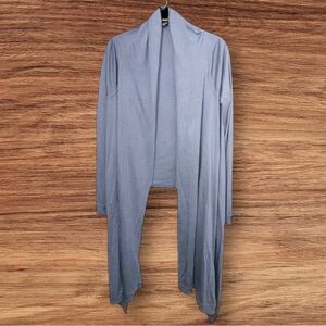 DKNY Cozy Silk & Cashmere High-Low Draped Open Blue Cardigan M/L